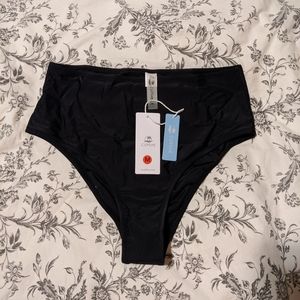 Cupshe Solid Black High Waist Bikini Bottom - M